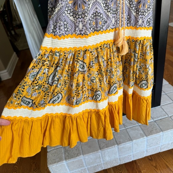 Forever That Girl Ruffle Drop Waist Tunic Dress Boho Bright Print XS Formal - Picture 7 of 9